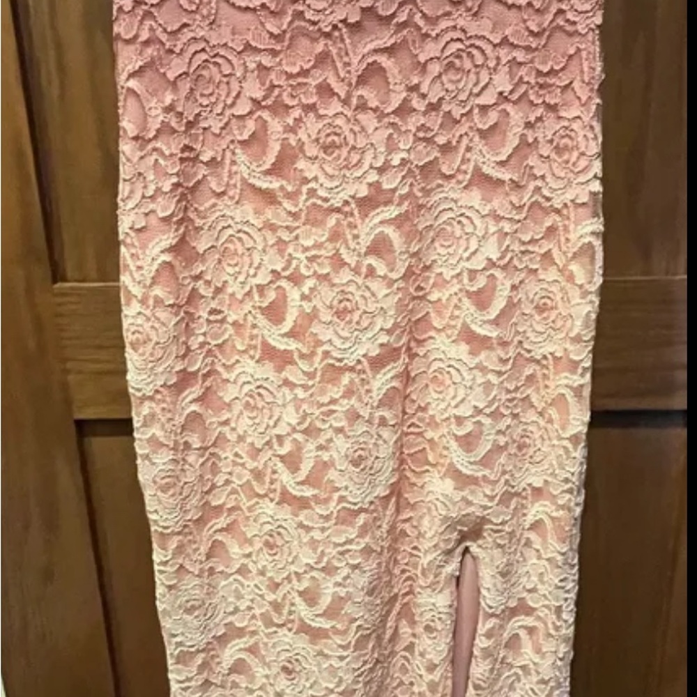 City Triangles Pink Lace Dress with Floral Pattern